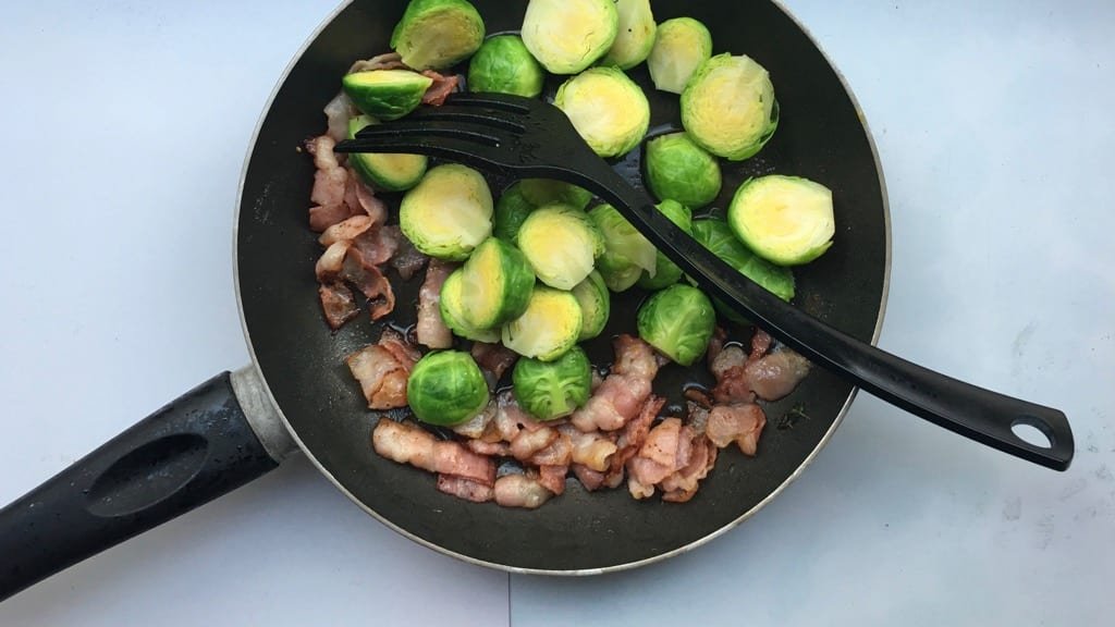 Try out my crunchy pan fried brussel sprouts with bacon bits: love them or hate them, these green diamonds are to die for!
