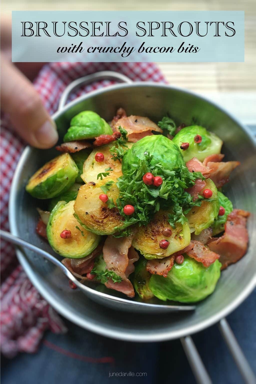 Easy Brussel Sprouts With Bacon Try out my crunchy pan fried brussel sprouts with bacon bits: love them or hate them, these green diamonds are to die for!