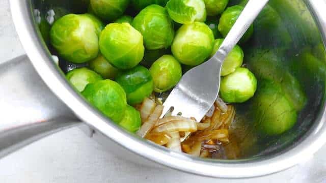 Brussels Sprout Stir Fry: a refreshing side dish packed with Asian flavors such as ginger, oyster sauce and fish sauce...