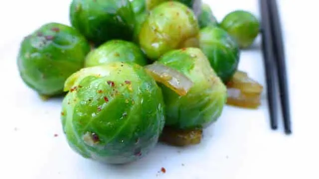 Brussels Sprout Stir Fry: a refreshing side dish packed with Asian flavors such as ginger, oyster sauce and fish sauce...