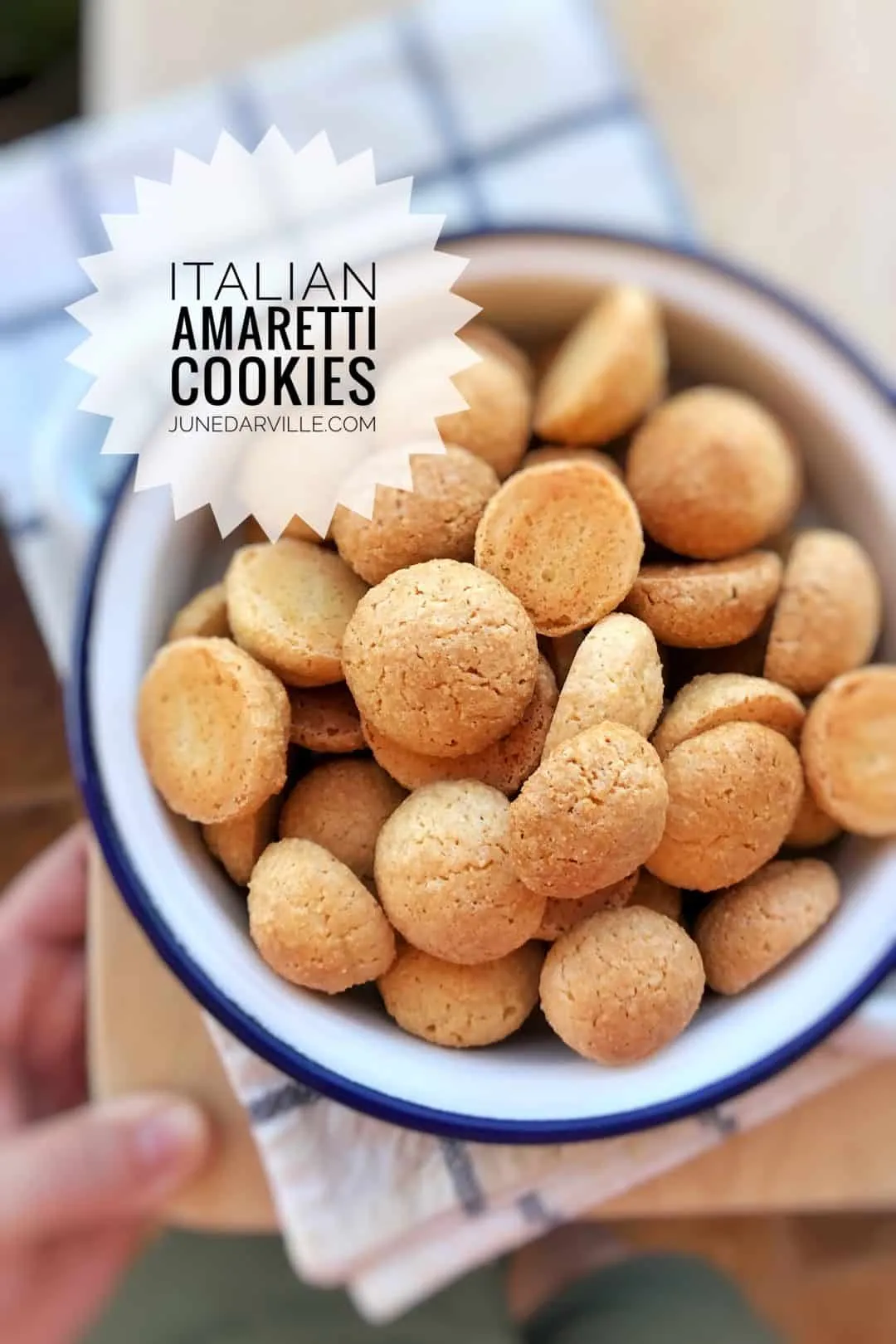 Homemade amaretti cookies, delicious Italian sweet dessert treats containing almonds, egg whites, sugar and amaretto liquor...