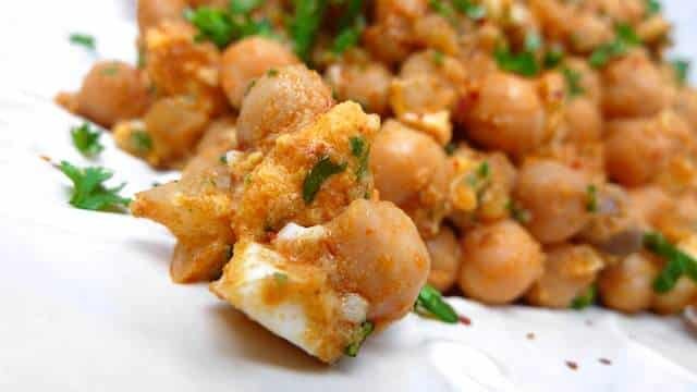 This is such an easy egg and chickpea salad recipe with boiled eggs and red curry, a great side for lamb or pork chops...