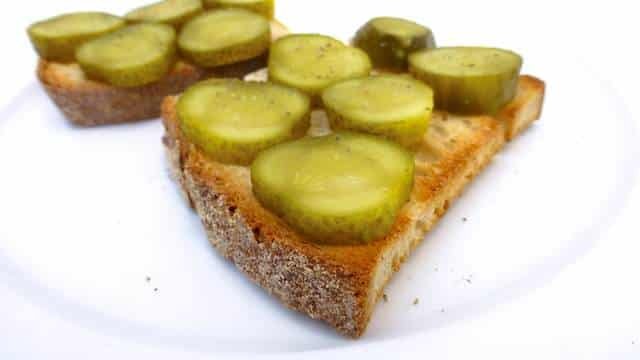 Classic Irish rarebit, a traditional cheesy toast with Irish ale, strong cheddar cheese and pickled gherkins... Delicious!