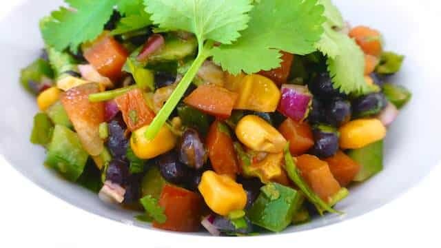 Easy Avocado Dressing for Bean Salads A bunch of beans and vegetables topped with a layer of this gorgeous creamy avocado dressing... What a great lunch idea!!