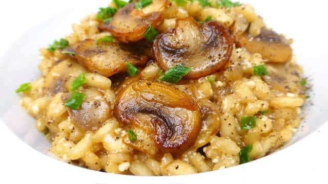 My beer and mushroom risotto recipe: the mushrooms, beer and parmesan cheese make this risotto extremely flavorful! That says enough I guess...