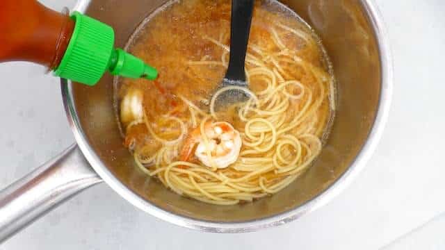 Prawn miso soup with noodles, spring onion and pork belly! What a savory Japanese style lunch... God, there's so much to do with miso paste!
