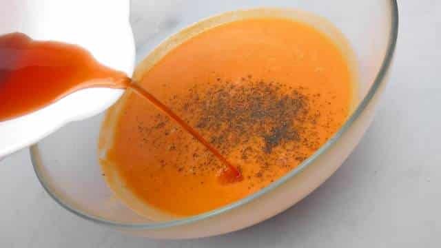 Savory salmorejo soup: a refreshing chilled Spanish tomato, bread and vinegar soup! Traditionally garnished with ham and boiled eggs.