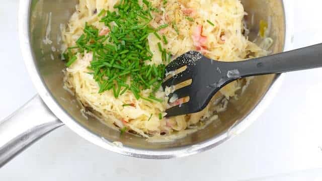 Sauerkraut with bacon smothered in white wine... This is such a fresh and tasty side dish for pork or poached salmon steaks!