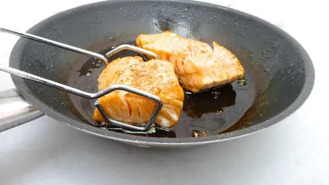 Pan fried salmon steaks in a creamy fresh sorrel, mustard and white wine sauce... this sorrel recipe is an old family classic!