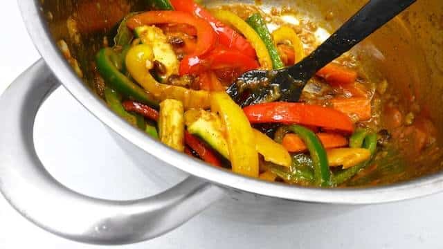 Vegetable couscous, a Moroccan flavored mix of crunchy colorful vegetables and couscous! Great with a roasted leg of lamb!