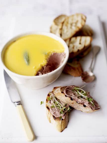 Here's a super creamy homemade chicken liver pate with butter and juniper berries. Also check out my sin free chicken liver parfait! What a delicious spread...