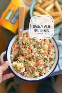 Best Spanish Ensalada Rusa Ever Creamy ensalada rusa, a Spanish classic tapa salad! In it are boiled potatoes, green peas, carrots, canned tuna and mayonnaise!