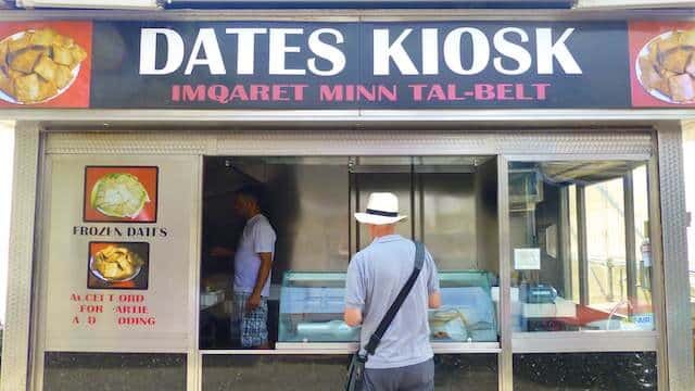 Fresh imqaret date fritters at the Dates Kiosk in Valletta, Malta!