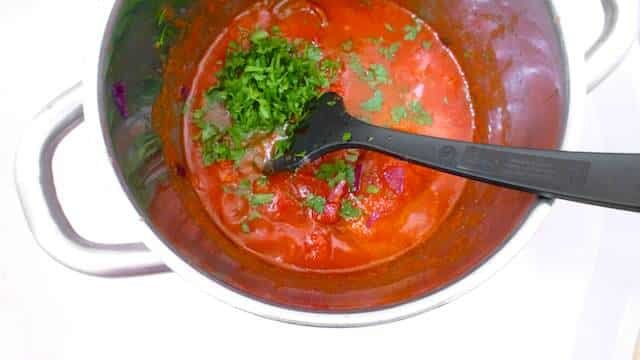 Delicious bacalao a la Vizcaina or Basque style salt cod steaks simmered in a rich piquillo pepper and tomato sauce! To die for...
