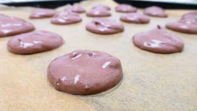 These chocolate meringue cookies are a yummy treat and a great homemade gift! You can use a chocolate ganache filling for your cookies.
