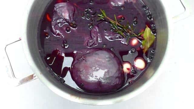 Civet de lievre recipe or stewed hare in red wine with carrots, pearl onion, juniper berries and rosemary... a winter classic!