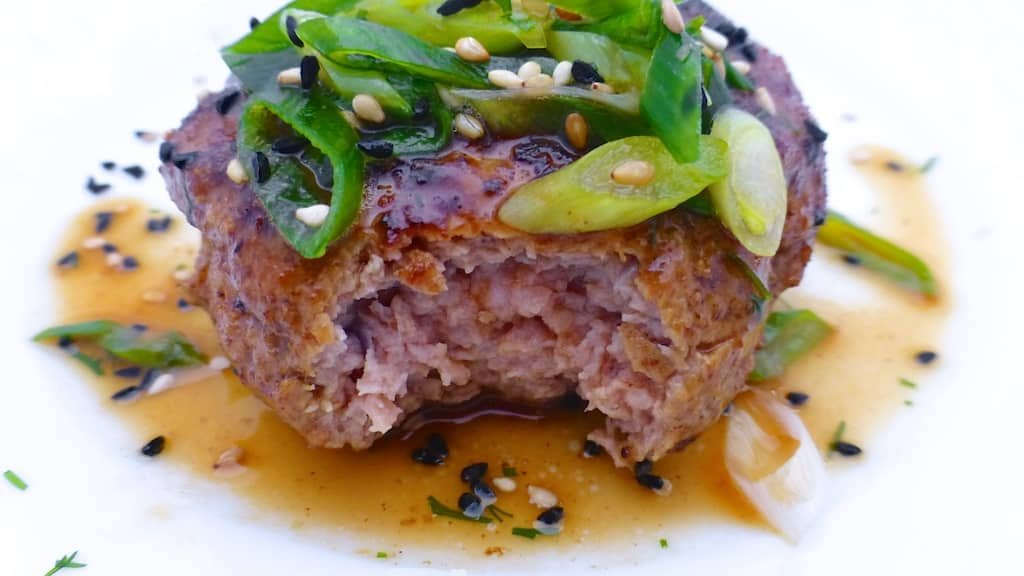 My super juicy homemade lamb burger recipe... Drizzled with an interesting Asian dressing of red miso paste, fish sauce and soy sauce!