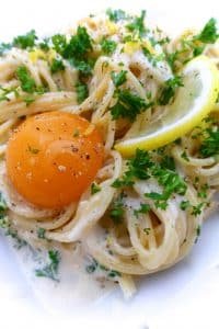 Easy Pasta al Limone (Lemon Sauce Pasta) Creamy lemon sabayon spaghetti with egg yolk, my personal pasta al limone recipe! Based on a delicious recipe from Italian chef Maria Landis.
