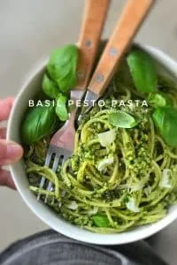 Classic pesto pasta recipe with fresh basil, pine nuts and parmesan cheese... Ready in 20 minutes so one of my best last minute dinner ideas!