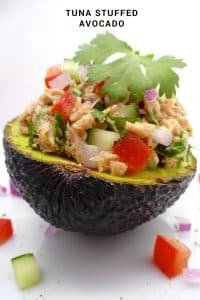 Best Tuna Stuffed Avocado Recipe What a lovely summer lunch idea we got here: this tuna stuffed avocado with cilantro, cucumber and tomatoes! Easy to prepare...