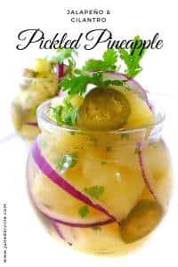 Easy Sweet Pickled Pineapple Recipe Got leftover pineapple? Make this spicy pickled pineapple with jalapeño and cilantro! Lovely in combination with cold cuts, cheese or roast dinners.