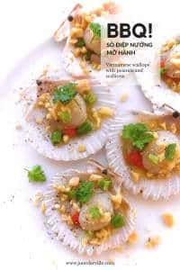 Easy Vietnamese Scallops Recipe Try out these Vietnamese scallops (sò điệp nướng mỡ hành) on the shell with fish sauce, butter, salted peanuts and scallions!!