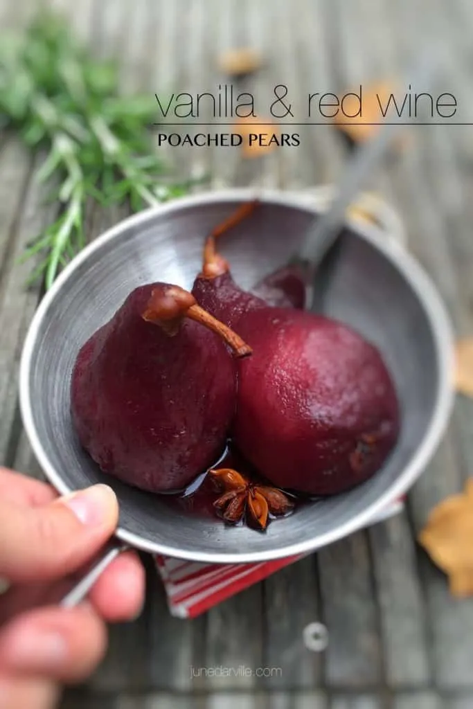 Home Poached pears in red wine... An easy make ahead summer dessert but also the ultimate Thanksgiving treat. Tastes great all year round!