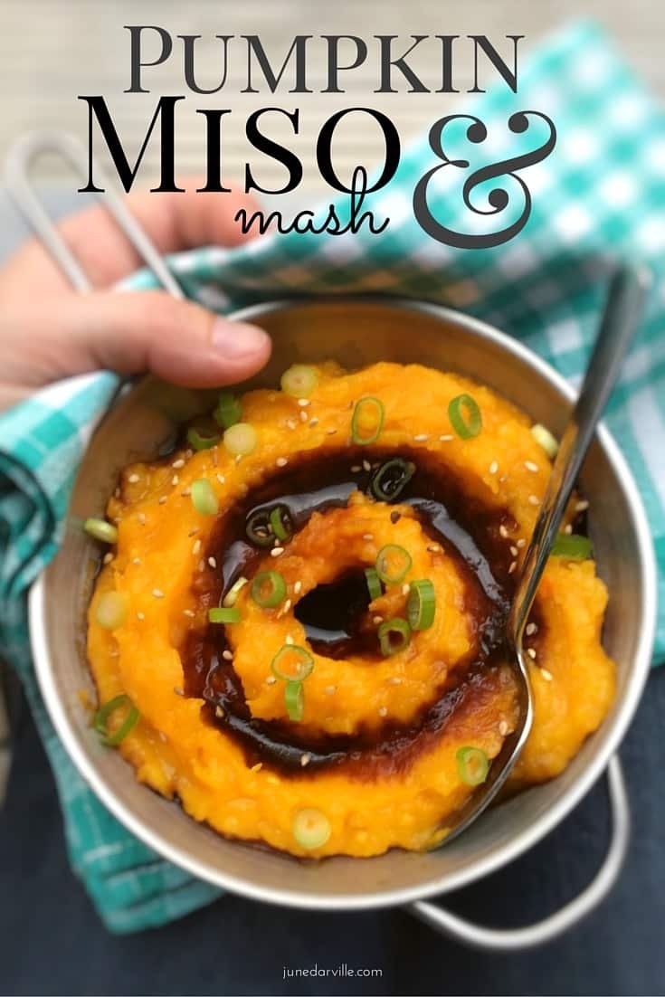 Creamy pumpkin puree recipe with red miso, a surprising flavor match! This pumpkin mash is a great side dish for steaks or lamb!