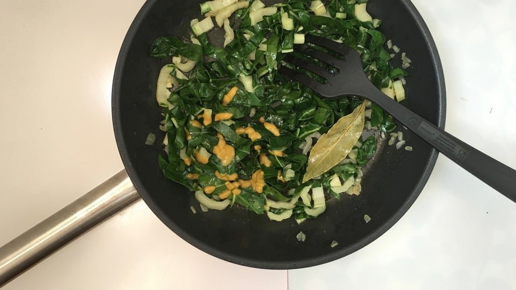 Swiss chard, butter, garlic, nutmeg and some strong mustard... this swiss chard stir fry is a powerful side dish flavor bomb!