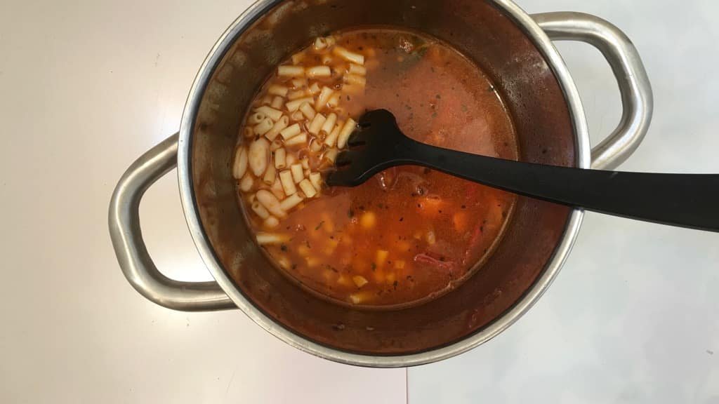 A classic Italian pasta and bean soup with fresh tomatoes and basil: here is my homemade pasta fazool soup with pasta and beans!