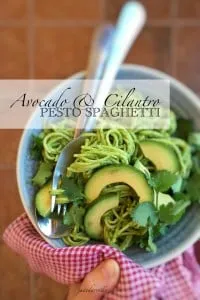 Best Avocado Pesto Spaghetti Recipe A healthy vegetable pasta sauce with a interesting twist: this creamy avocado pesto spaghetti with cilantro is highly addictive!