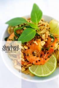 Easy Thai Basil Shrimp Recipe This is a flavorful Thai basil shrimp recipe, a simple noodle stir fry with amazing Thai flavors! I love the combination of noodles and shrimp...