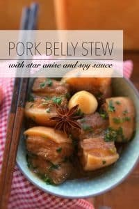 Easy Soy Sauce & Pork Belly Stew Smooth belly in a powerful spiced soy sauce and Chinese wine sauce: this pork belly stew will blow you right off your socks!