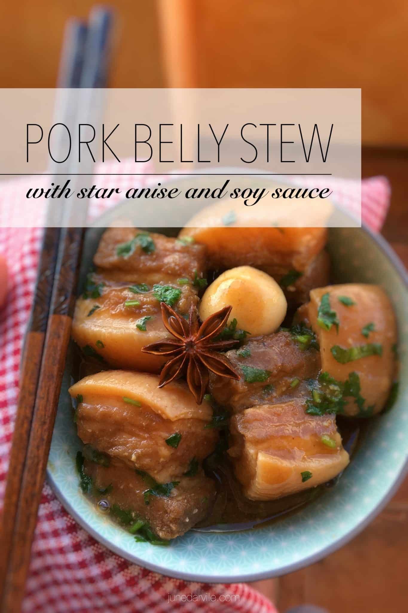 Smooth belly in a powerful spiced soy sauce and Chinese wine sauce: this pork belly stew will blow you right off your socks!