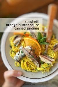 Easy Canned Sardines Recipe with Orange Spaghetti Zesty spaghetti with buttery orange and canned sardines recipe... Sunny, fresh and delicious! You are in for a real surprise...