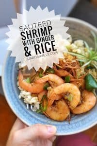 Sauteed shrimp, a simple seafood stir fry with fresh ginger and a flavorful soy sauce marinade... you will love this one!