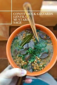 Three gizzard recipes for you: green bean salad with gizzards, homemade gizzard rillettes and a delicious gizzard and lentil soup!