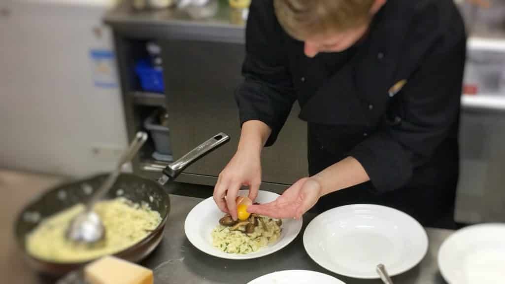 A scrumptious shiitake risotto with soy sauce, parmesan cheese, fresh chives and an egg yolk... And more about my cooking class in Shanghai!