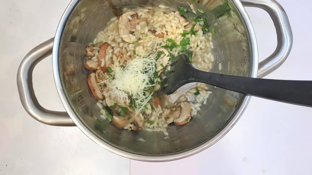 A scrumptious shiitake risotto with soy sauce, parmesan cheese, fresh chives and an egg yolk... And more about my cooking class in Shanghai!