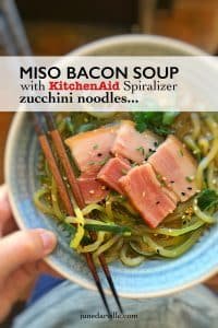 Easy Zucchini Noodle Soup with Miso & Bacon Watch my video of how I'm preparing my zucchini noodle soup with miso and bacon, using my fabulous KitchenAid stand mixer Spiralizer and Cook Processor!