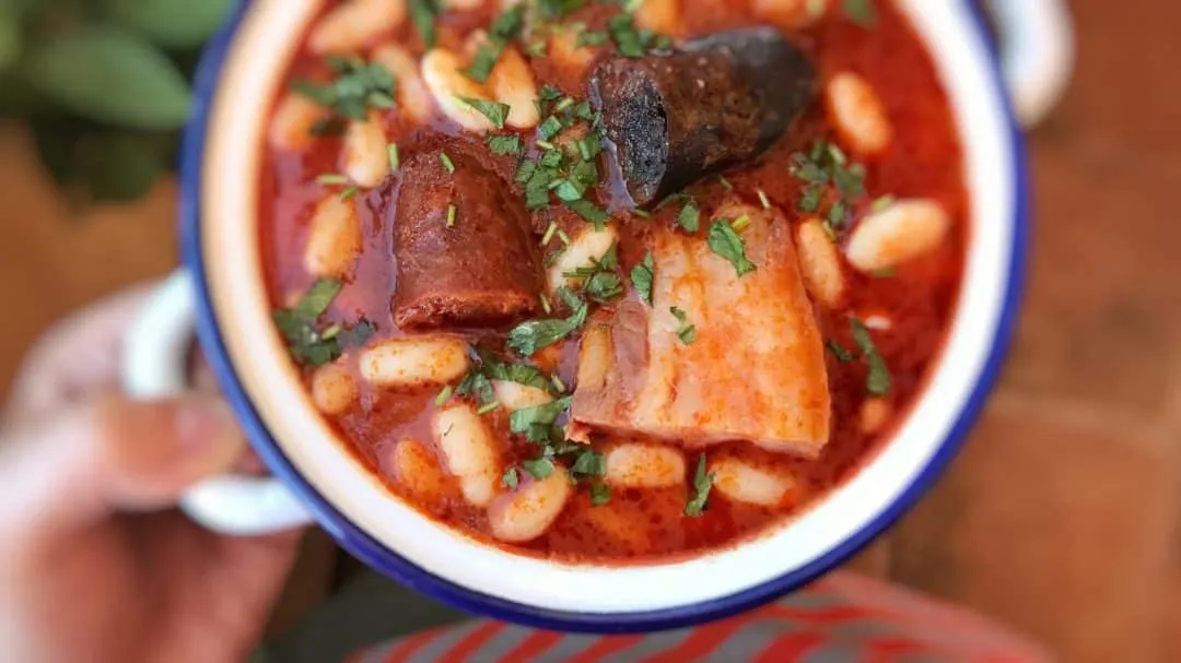 Best Fabada Asturiana Bean Stew Spanish fabada asturiana, a great bean stew with smoked chorizo sausage, a thick slab of panceta and one blood sausage...