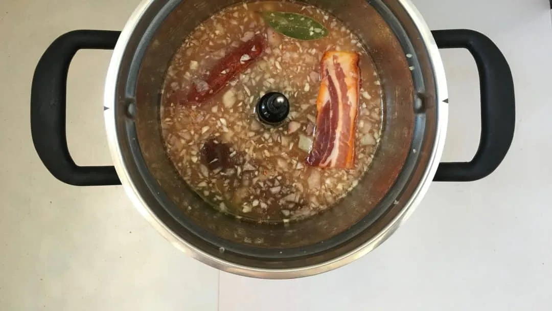 Best Fabada Asturiana Bean Stew Spanish fabada asturiana, a great bean stew with smoked chorizo sausage, a thick slab of panceta and one blood sausage...