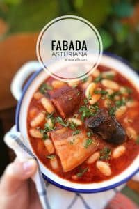 Best Fabada Asturiana Bean Stew Spanish fabada asturiana, a great bean stew with smoked chorizo sausage, a thick slab of panceta and one blood sausage...