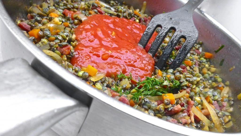 Try this French petit sale aux lentilles, a classic lentil stew with bits of salted pork! French traditional cuisine at its best...