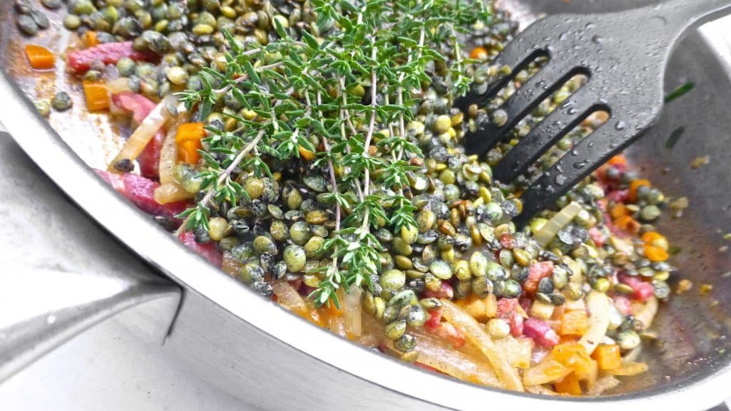 Try this French petit sale aux lentilles, a classic lentil stew with bits of salted pork! French traditional cuisine at its best...