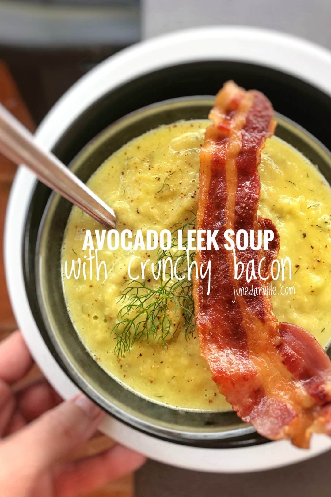 Check out this silky smooth leek soup with avocado and crunchy bacon prepared in my fabulous KitchenAid Cook Processor: video recipe!