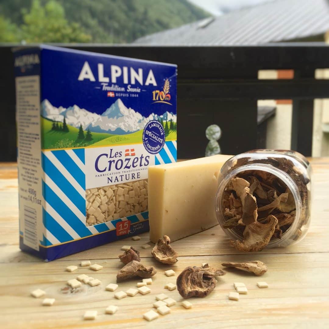 My croziflette: a French pasta bake with local crozets, bacon and reblochon cheese. One of my favorite French Alps food and mountain dishes!