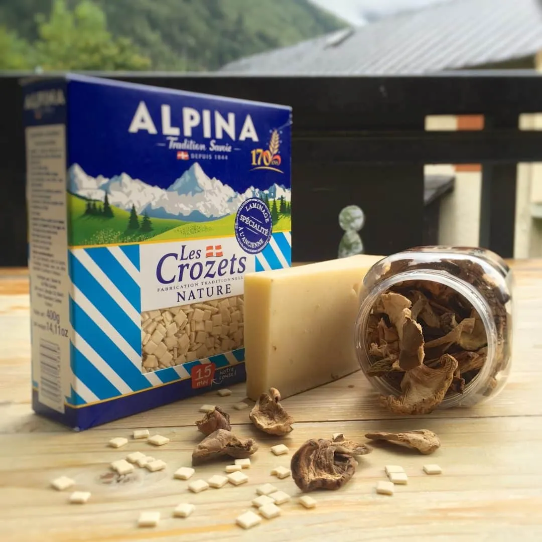 My croziflette: a French pasta bake with local crozets, bacon and reblochon cheese. One of my favorite French Alps food and mountain dishes!