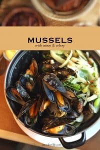 Easy Mussels with Celery & Onion Wanna know what my favorite mussel recipe ever? Simple mussels with celery, onion, garlic and white wine... classic and delish!