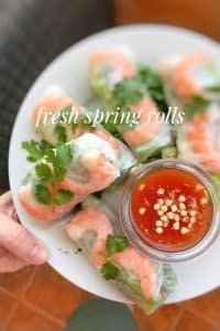 Easy Fresh Spring Rolls with Prawns Fresh prawns, crunchy vegetables and noodles wrapped in rice paper: tasty and easy fresh spring rolls for lunch or as an appetizer!